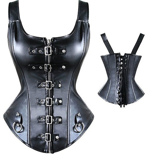 Punk Style Leather Strappy Vest Fetish Wear Corset
