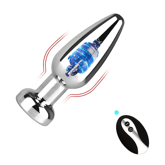 Rechargeable 10 Settings Vibrating Metal Butt Plug