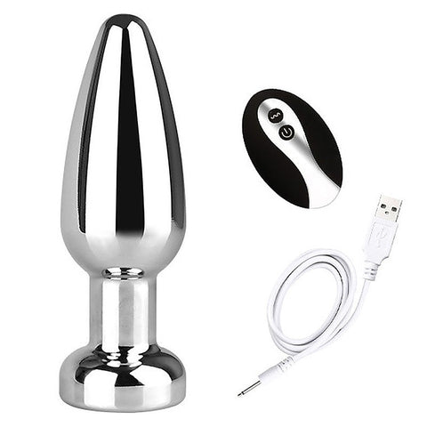 Rechargeable 10 Settings Vibrating Metal Butt Plug