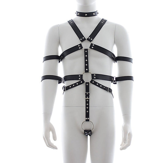 Fetish Full Body Harness With Double Cuffs by BDStyle