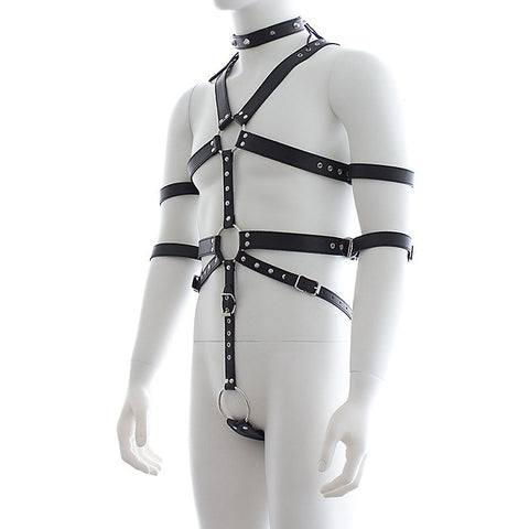 Fetish Full Body Harness With Double Cuffs by BDStyle