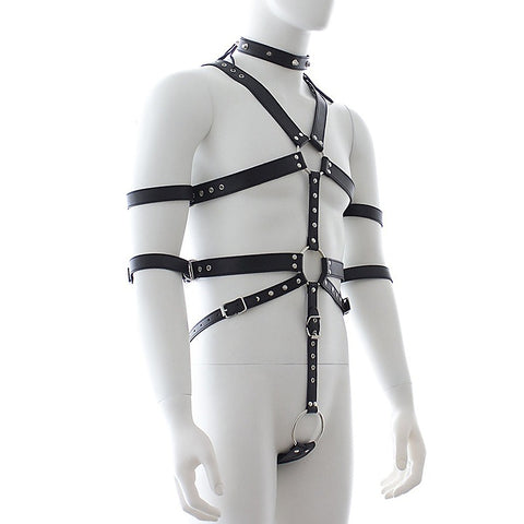 Fetish Full Body Harness With Double Cuffs by BDStyle