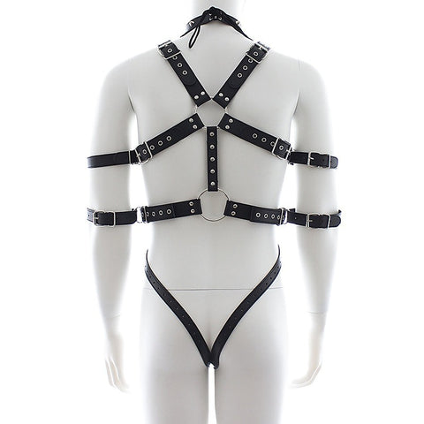 Fetish Full Body Harness With Double Cuffs by BDStyle