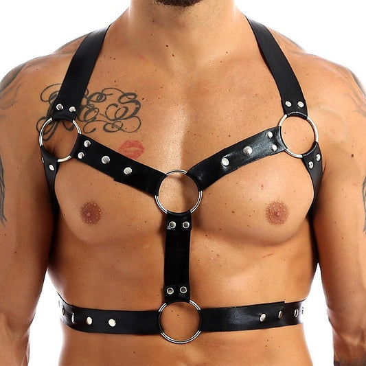 Chest Harness Punk Costume Straps with O-Rings by BDStyle