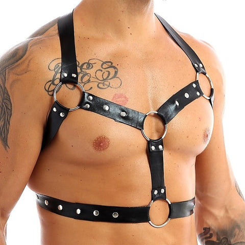 Chest Harness Punk Costume Straps with O-Rings by BDStyle