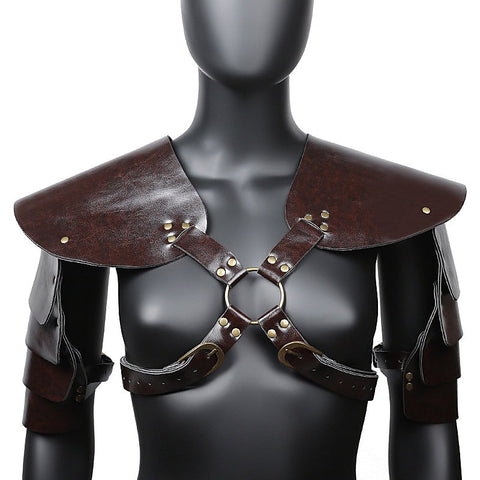 Brown PU Leather Vintage Armor by BDStyle