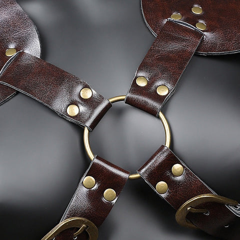 Brown PU Leather Vintage Armor by BDStyle