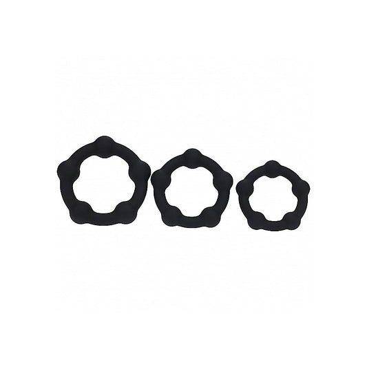 LEVELZ Beaded Silicone Cock Ring Set of 3 by Shots Toys