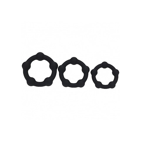 LEVELZ Beaded Silicone Cock Ring Set of 3 by Shots Toys
