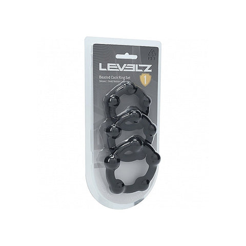 LEVELZ Beaded Silicone Cock Ring Set of 3 by Shots Toys