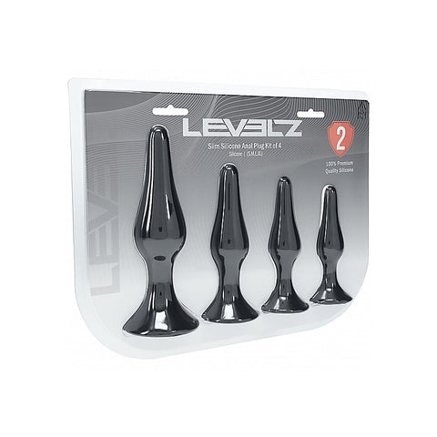 LEVELZ Slim Silicone Anal Plug Kit of 4 Sizes by Shots Toys