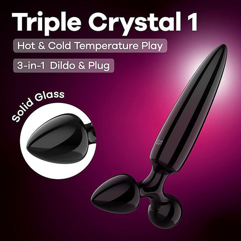 Triple Crystal 1 Glass 3-in-1 Butt Plug by Satisfyer