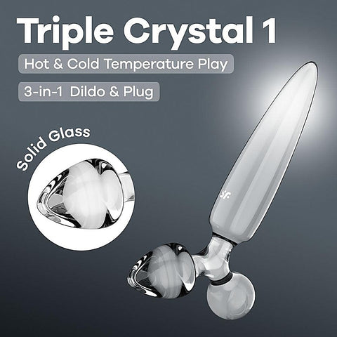 Triple Crystal 1 Glass 3-in-1 Butt Plug by Satisfyer