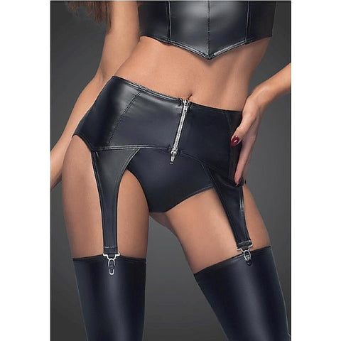 Powerwetlook Garter Belt with Silver Zipper by Noir Handmade
