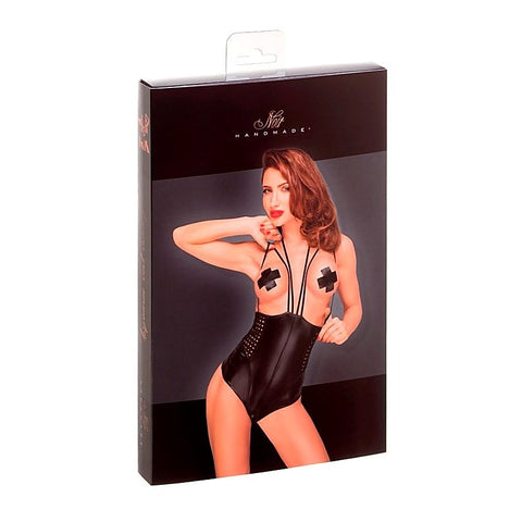 Black Powerwetlook Body Multistraps by Noir Handmade