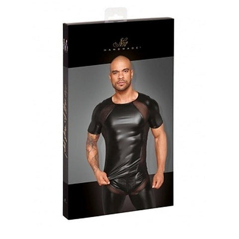 Power Wetlook Men T-shirt With 3D Net by Noir Handmade