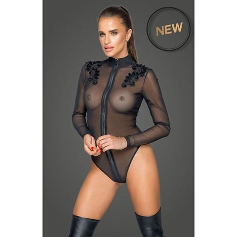 Elegant Embroidered Tulle Bodysuit by Noir Handmade