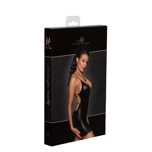 Power Wetlook Mini Dress - Lace-Up Back Design