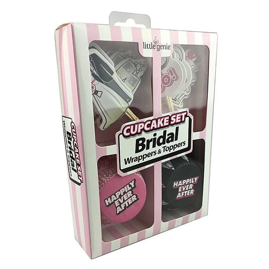 Cupcake Set Bridal Wrappers and Toppers by Little Genie