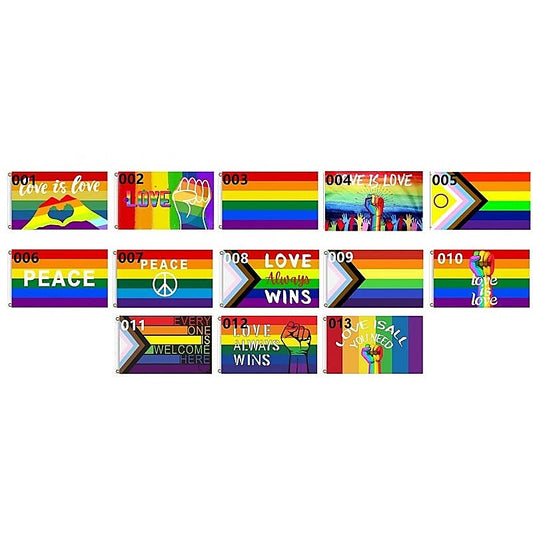 Love & Peace Gay Pride Flag Medium by BDStyle