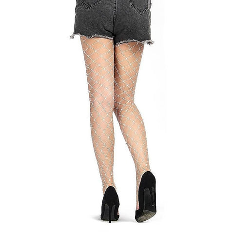 White Long Sheer Wide Fence Net Pantyhose by OH Yeah