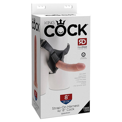 King Cock Strap-On Harness with 8 Inch Realistic Cock
