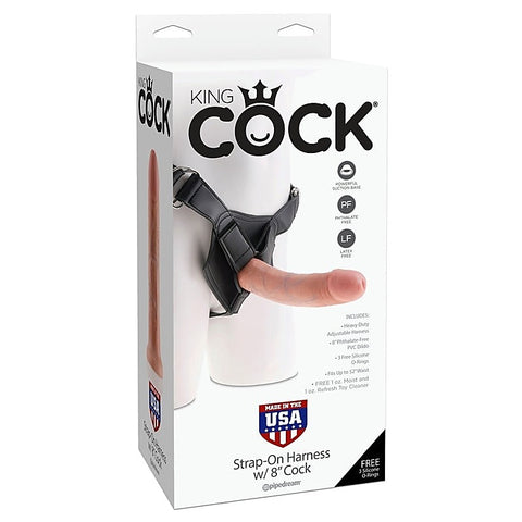 King Cock Strap-On Harness with 8 Inch Realistic Cock
