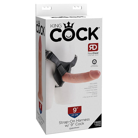 King Cock Strap-On Harness with 9 Inch Realistic Cock