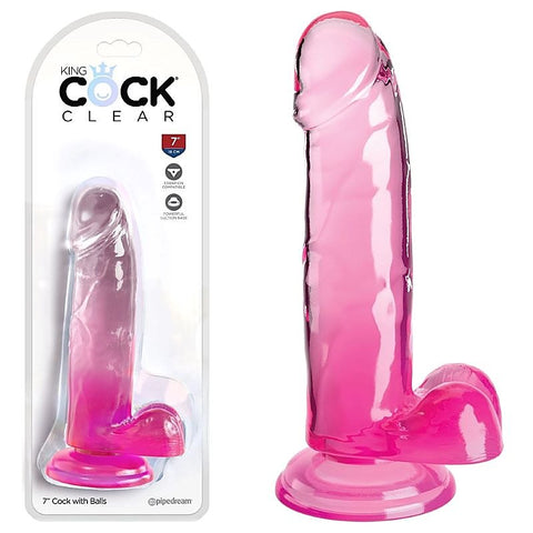 King Cock Clear 7 Inch Realistic Cock with Balls