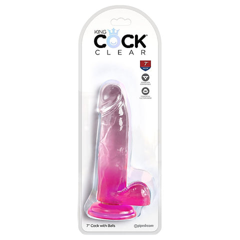 King Cock Clear 7 Inch Realistic Cock with Balls