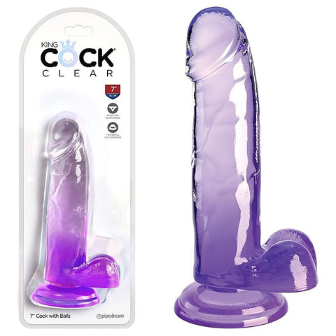 King Cock Clear 7 Inch Realistic Cock with Balls