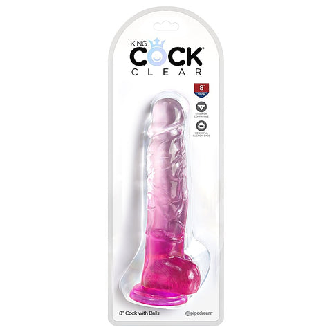 King Cock Clear 8 Inch Realistic Dong with Balls