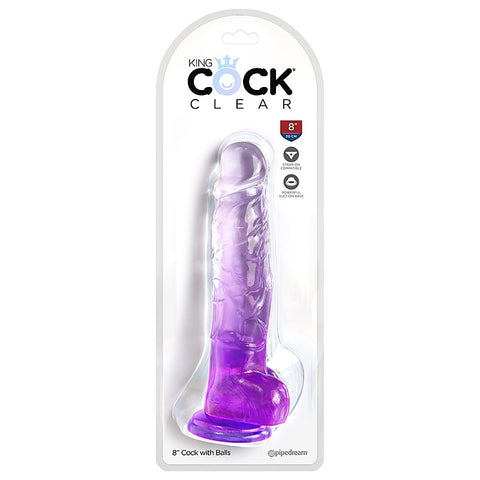King Cock Clear 8 Inch Realistic Dong with Balls