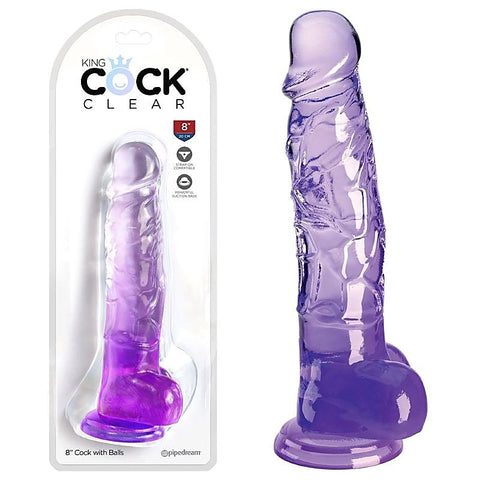 King Cock Clear 8 Inch Realistic Dong with Balls