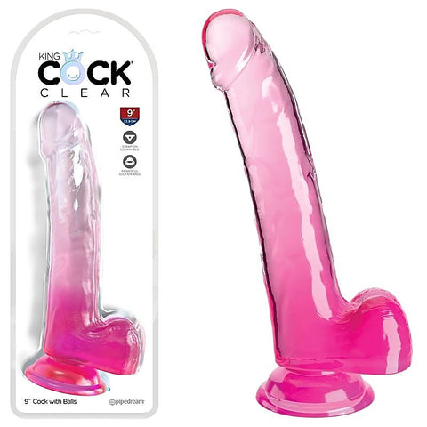 King Cock Clear 9 Inch Realistic Cock with Balls
