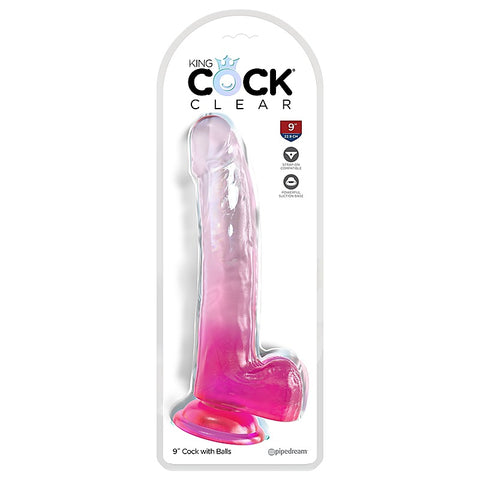 King Cock Clear 9 Inch Realistic Cock with Balls