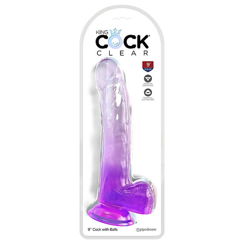 King Cock Clear 9 Inch Realistic Cock with Balls