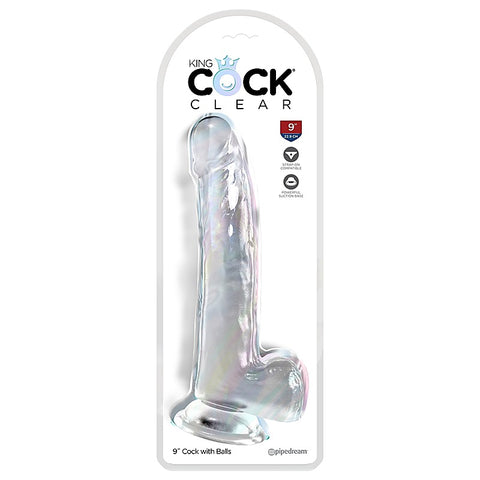 King Cock Clear Suction Cup Base Dildo with Balls