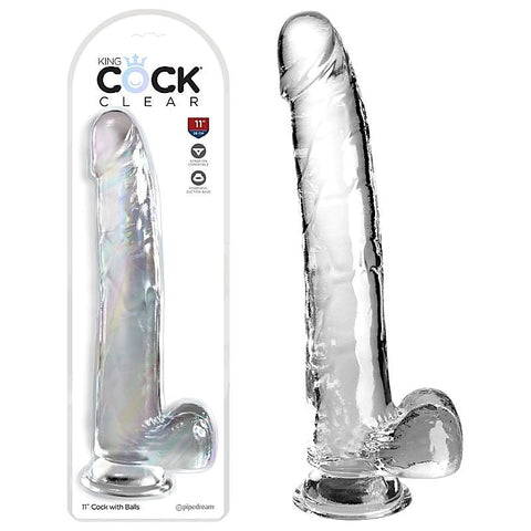 King Cock Clear Suction Cup Base Dildo with Balls