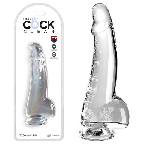King Cock Clear Suction Cup Base Dildo with Balls