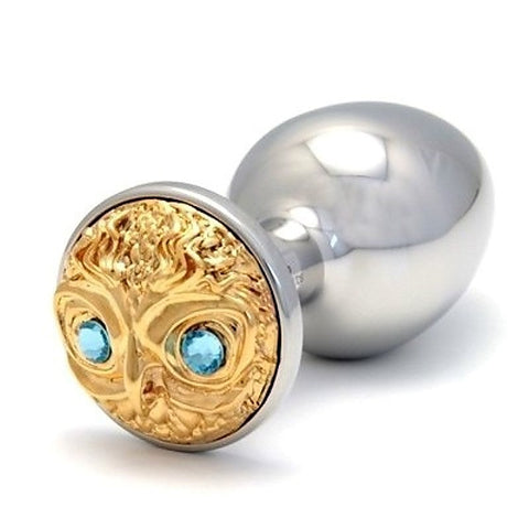 Luxe Owl Gold Medium Plug with Aquamarine Gems