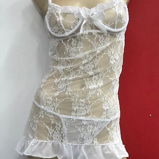 White Bow Babydoll with G-String by Ella Bidoe