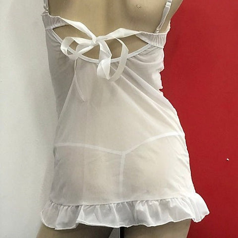 White Bow Babydoll with G-String by Ella Bidoe