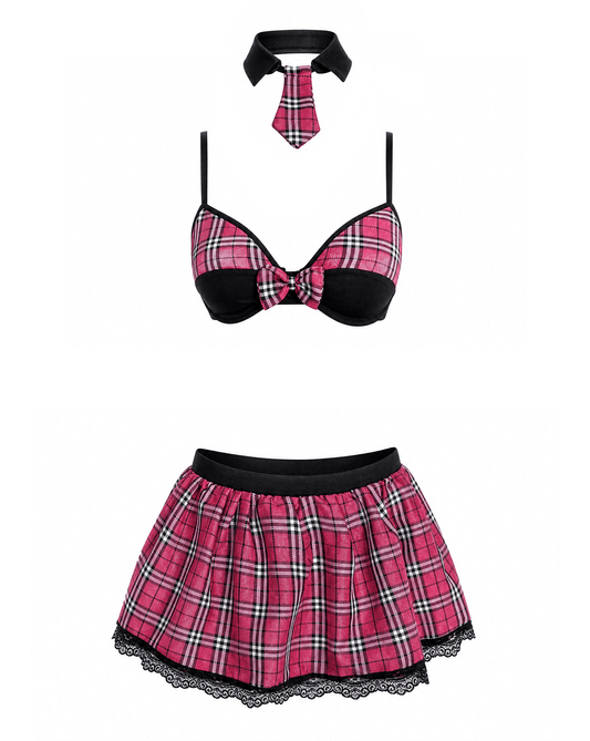 4 Piece Sexy School Girls Dress Set Pink by Love In Leather