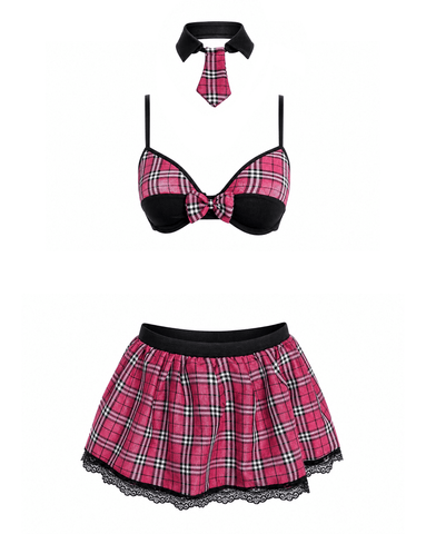 4 Piece Sexy School Girls Dress Set Pink by Love In Leather