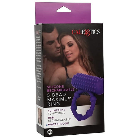 Silicone 12 Functions Rechargeable 5 Bead Maximus Cock Ring
