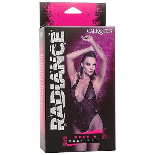 Radiance Deep V Rhinestone Mesh Bodysuit