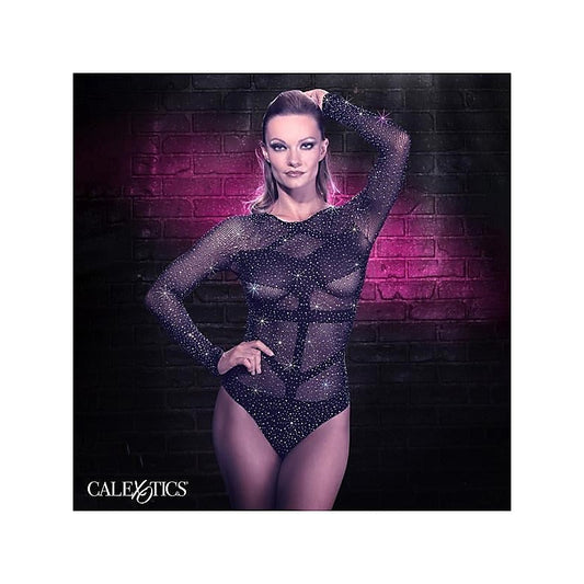 Radiance Long Sleeve Mesh Bodysuit With Thong
