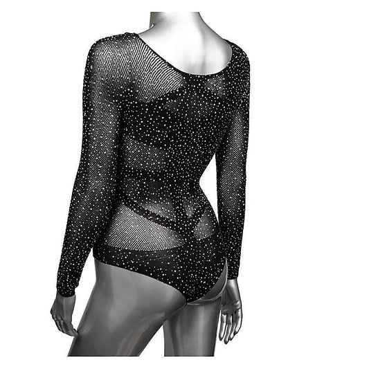 Radiance Plus Size Long Sleeve Mesh Bodysuit And Thong