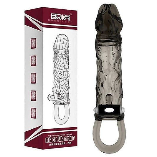 Black Warrior Thick Head Vibrating Penis Sleeve by BDStyle